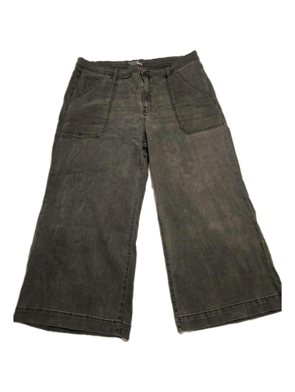 Time & Tru Women's Pants Size 20 Black High Rise Ankle Length Wide Leg